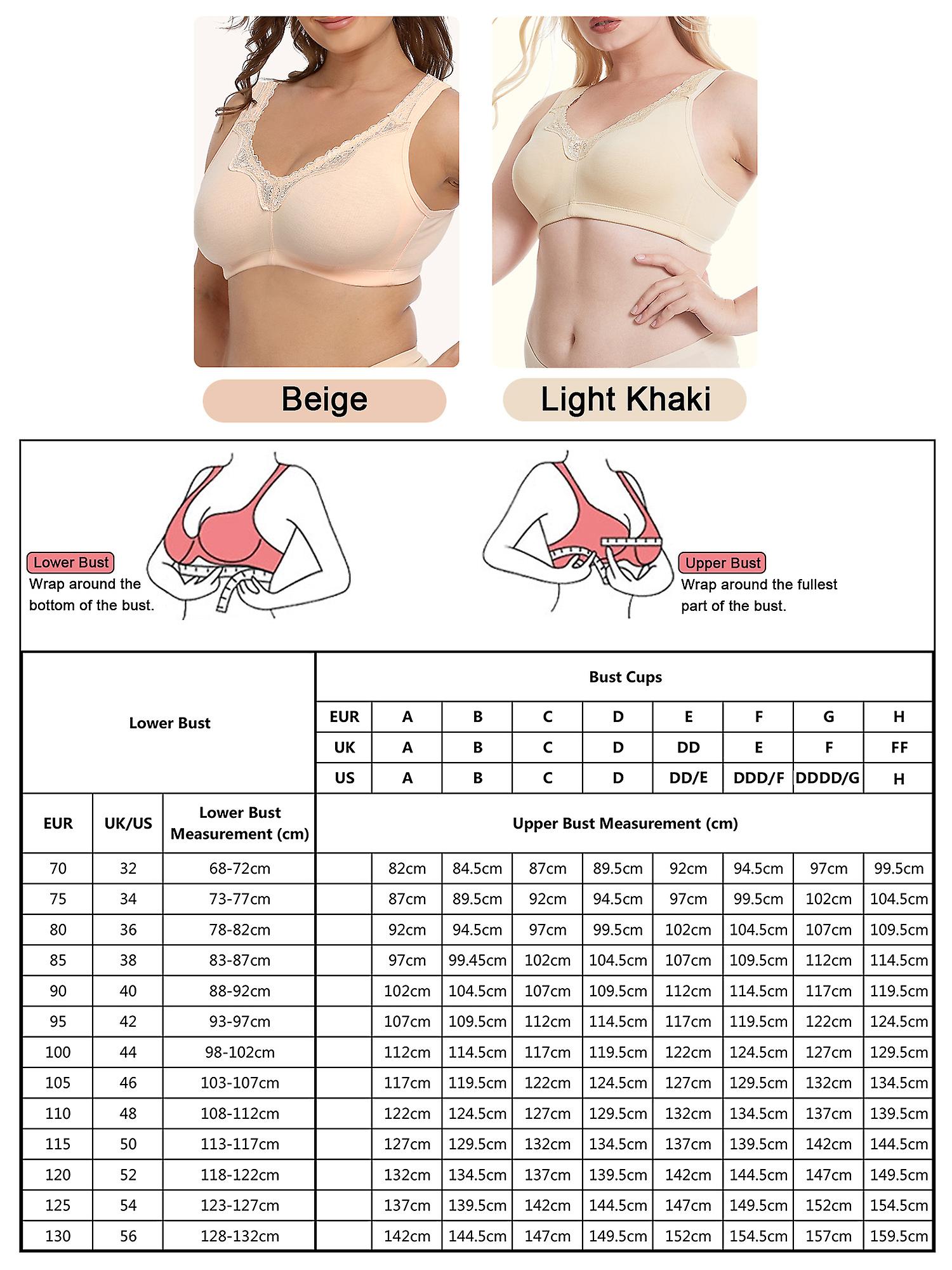 Women Plus Size Bra Full Coverage Wirefree Comfort Bralettes Beige 46e