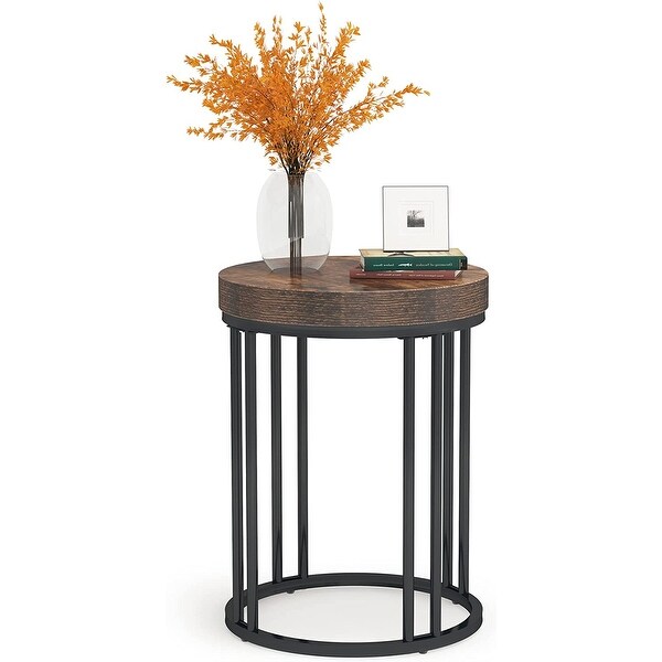 Round Side Table End Table， Accent Table with Metal Frame - 9.69