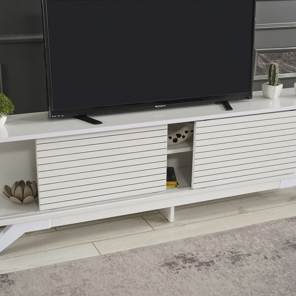 67'' TV Stand Cabinet with 2 Sliding Door and 2 Shelves， Fits to 65'' TVs