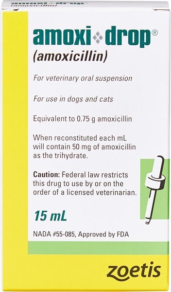 Amoxi-Drop (Amoxicillin) Oral Suspension for Dogs and Cats， 50-mg