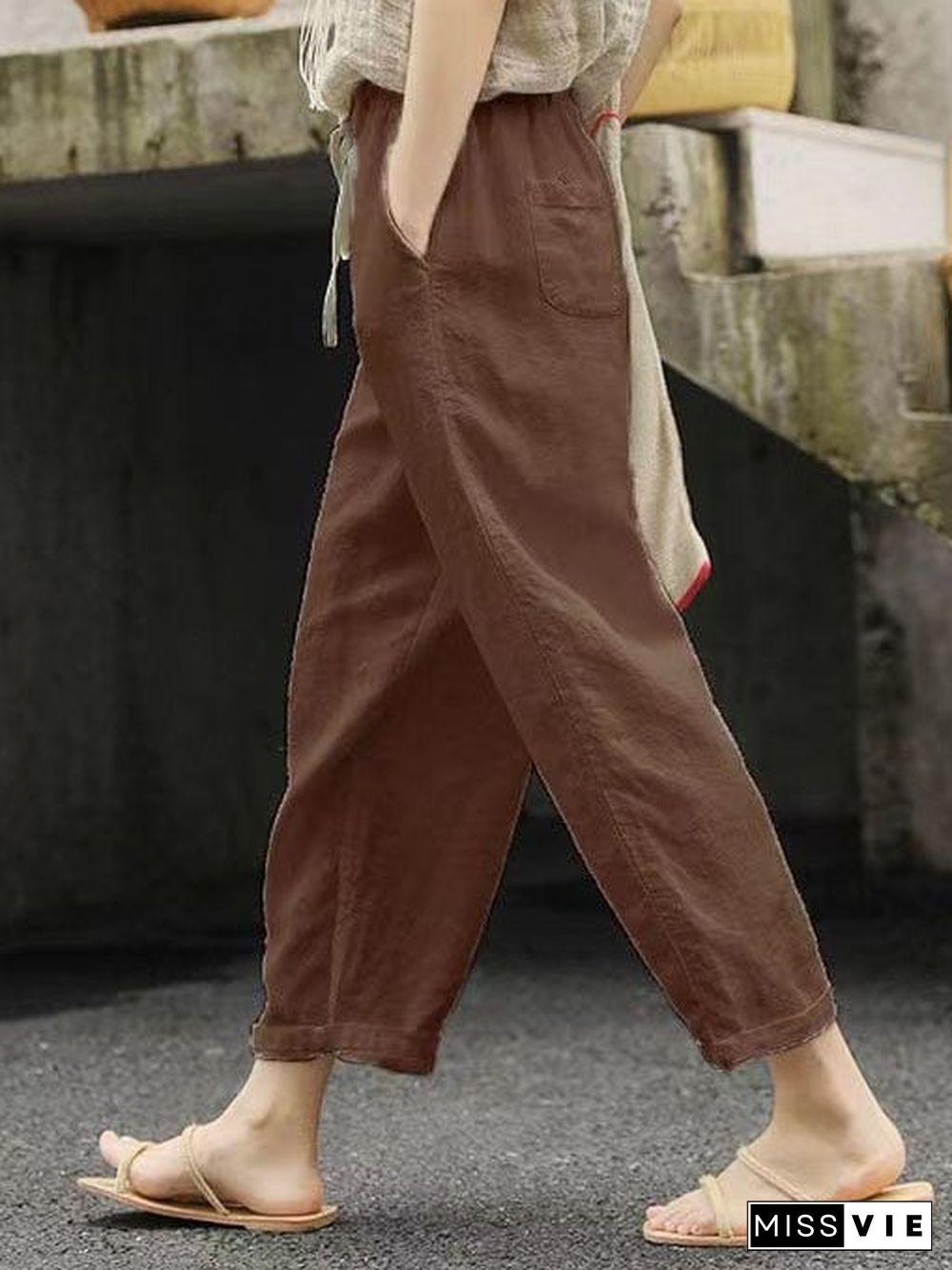 Women'S Solid Color Casual Wide Leg Pants