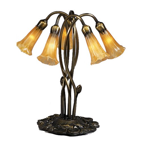 Meyda Tiffany 14995 Stained Glass / Tiffany Table Lamp From The Lilies Collection - Blue