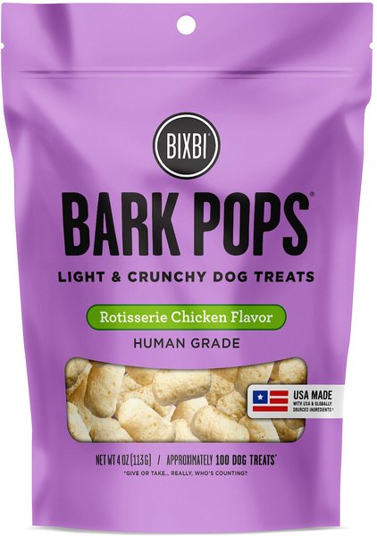 BIXBI Bark Pops Rotisserie Chicken Flavor Light and Crunchy Dog Treats