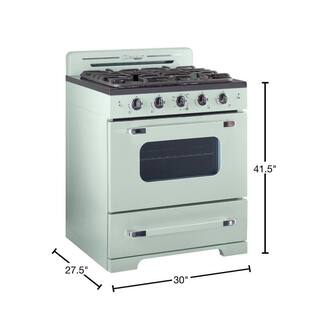 Unique Appliances Classic Retro 30 in. 3.9 cu. ft. Retro Gas Range with Convection Oven in Summer Mint Green UGP-30CR LG