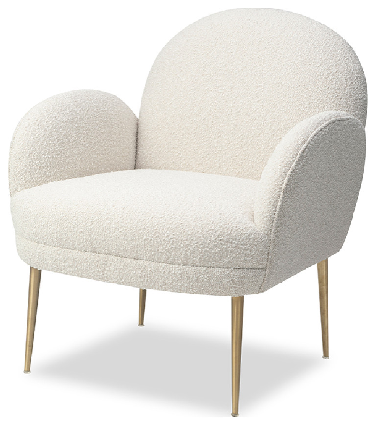 White Boucl√© Accent Chair  Liang  ampEimil Gil   Midcentury   Armchairs And Accent Chairs   by Oroa   Distinctive Furniture  Houzz