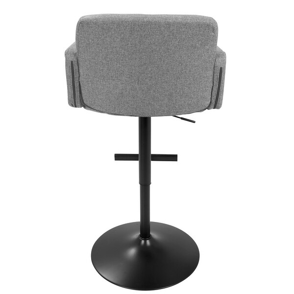 Strick and Bolton Lambert Grey Fabric and Black Metal Adjustable Bar Stool