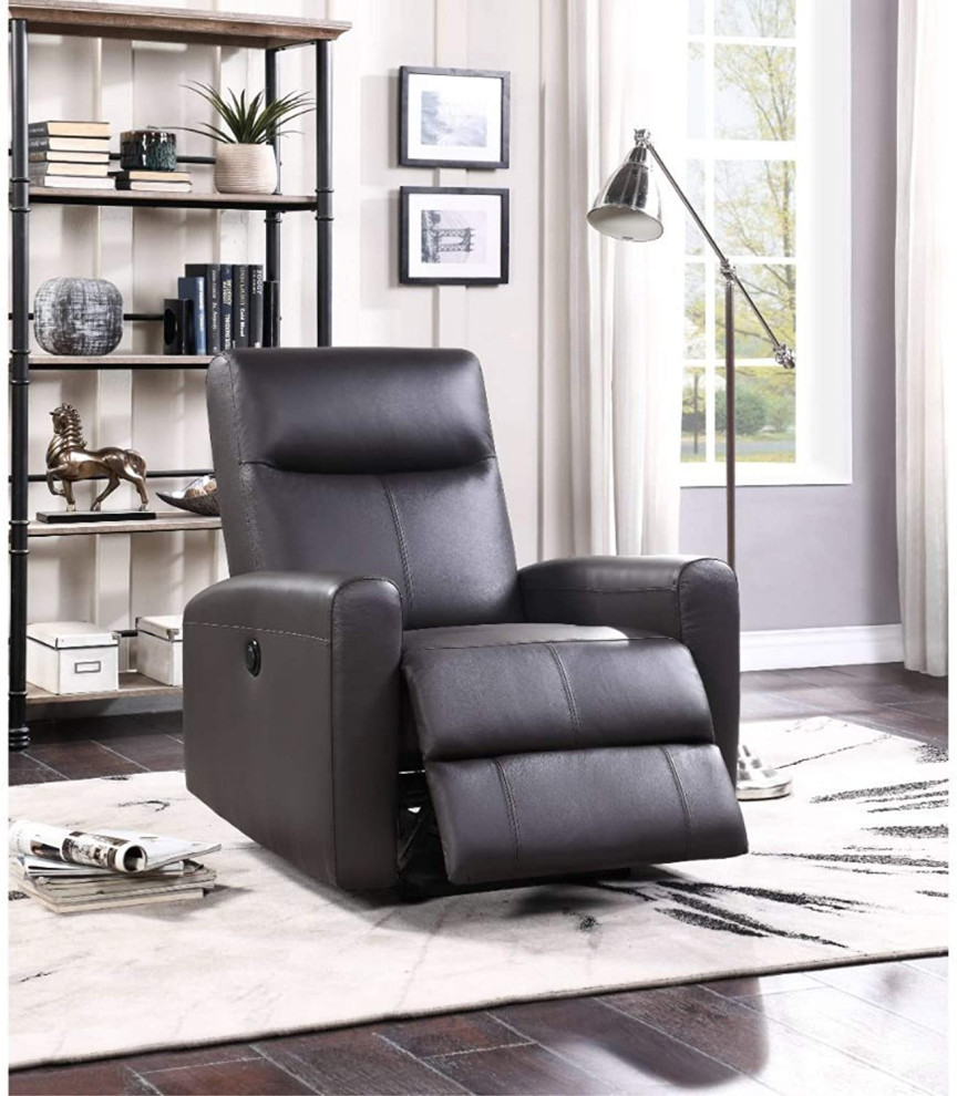 Modern Recliner  Comfortable Genuine Leather Seat With Sloped Arms   Contemporary   Recliner Chairs   by Decor Love  Houzz