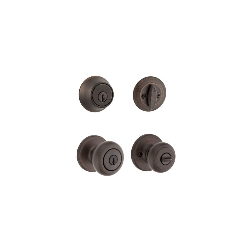 Venetian Bronze Cove Door Knob and Single Cylinder Deadbolt Set