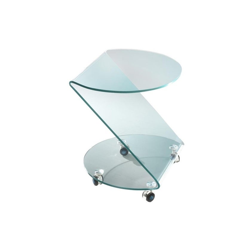 Best Master Furniture Clear Glass End Table with Wheels