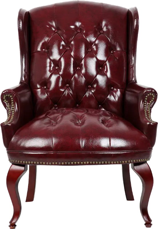 Boss Burgundy Wingback Guest Chair