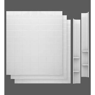 Universal Tubs Rampart 5 ft. Walk-in Air Bathtub with 6 in. Tile Easy Up Adhesive Wall Surround in White H3660LWACC