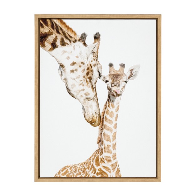 X 24 quot Sylvie Mother Baby Giraffe Portrait Canvas By Amy Peterson Natural Kate amp Laurel All Things Decor