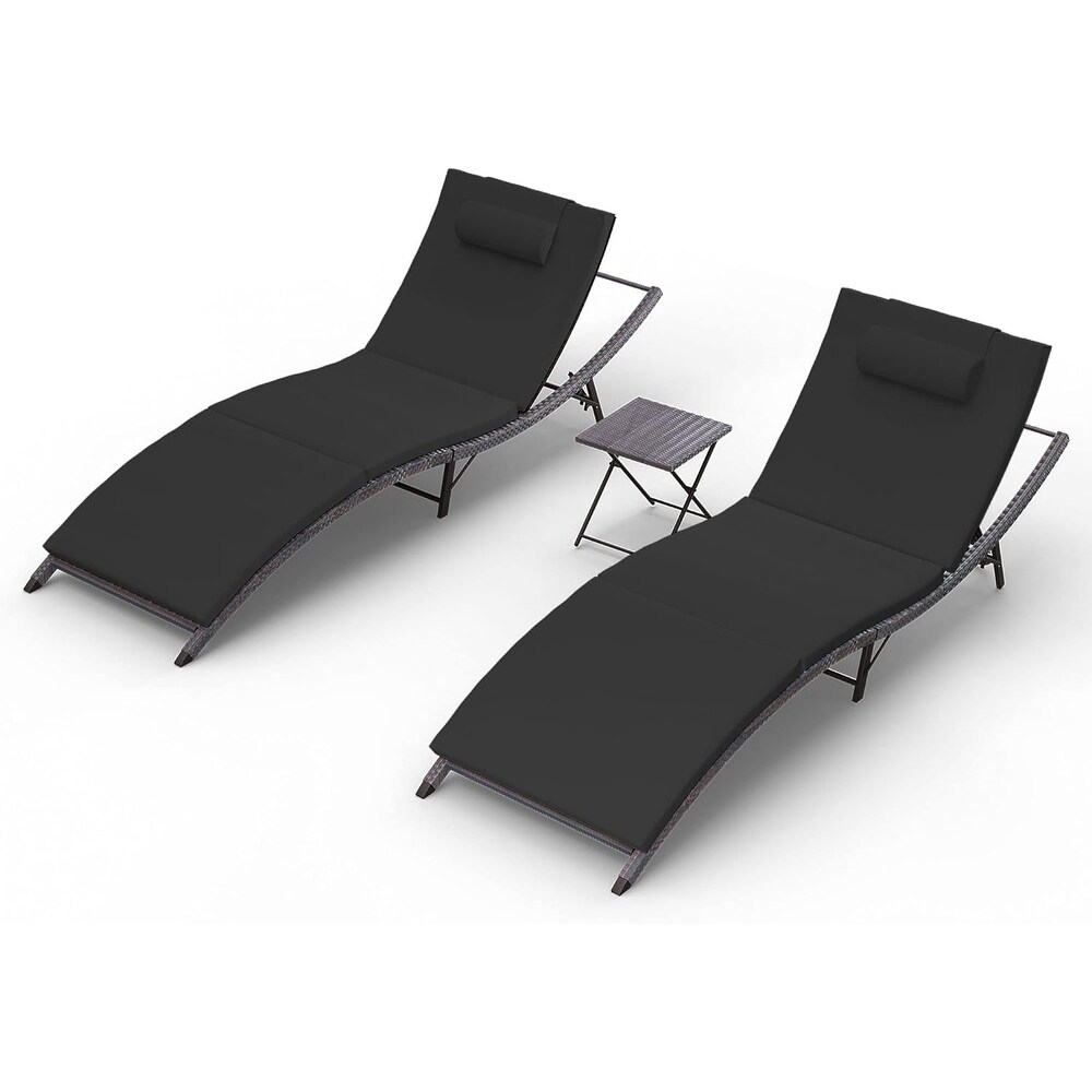 Kullavik Outdoor Chaise Lounge Furniture 3 Piece Set