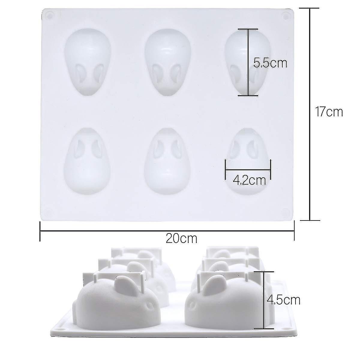 Silicone Mould 6 Cavity Rabbit Shaped Cake Mould， Chocolate Moulds Soft Reusable Silicone Rabbit Mou