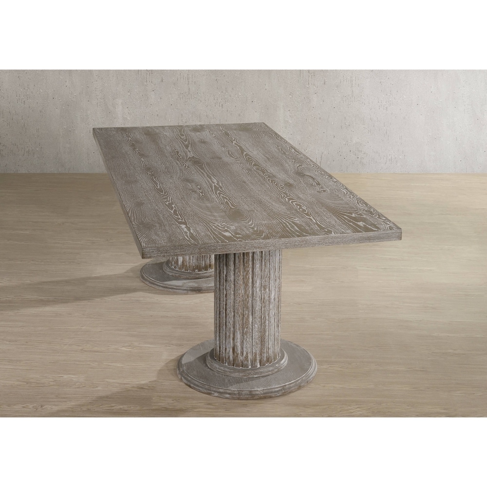 The Gray Barn Mulberry Lodge Reclaimed Grey Dining Table with Double Pedestal