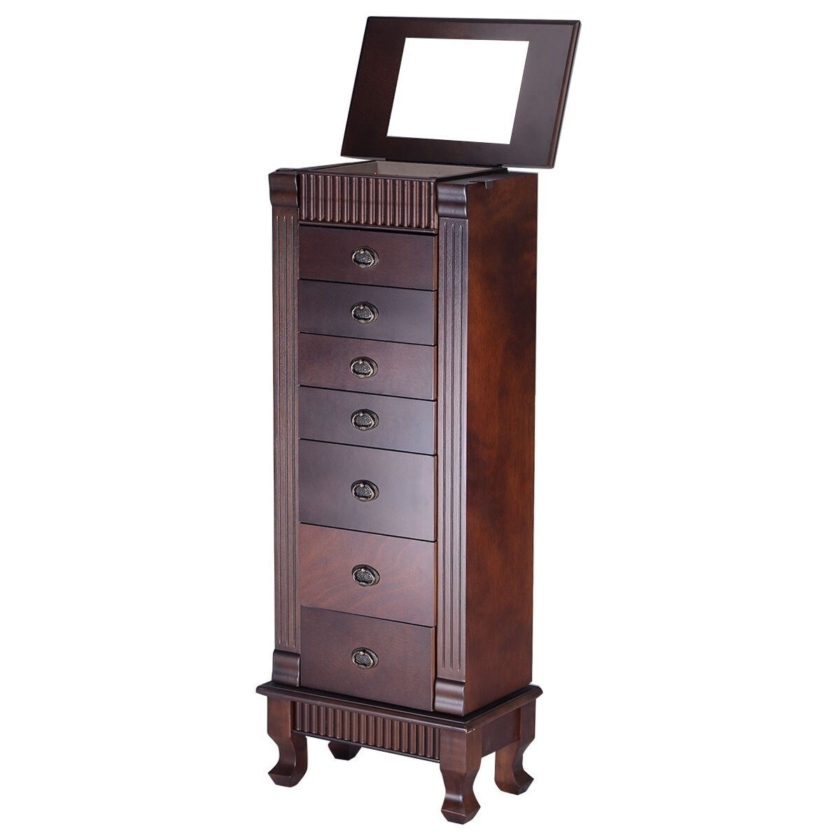 Classic 7-Drawer Jewelry Armoire Wood Storage Chest Cabinet - Pictured - - 30677605