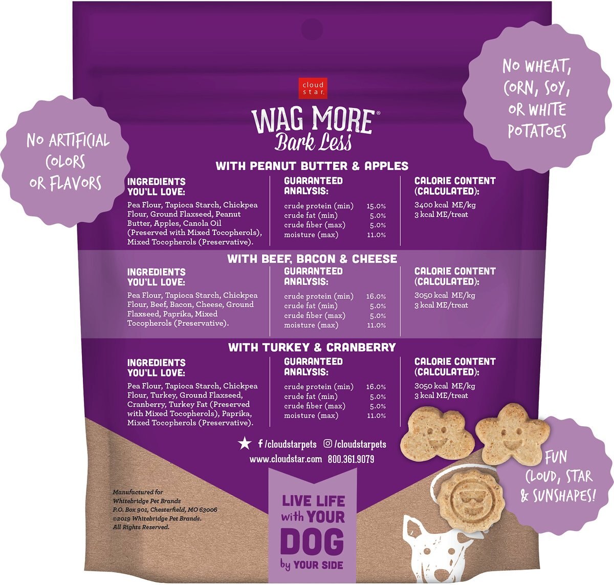 Cloud Star Wag More Bark Less Grain-Free Oven Baked Assorted Flavors Mini Biscuits Dog Treats