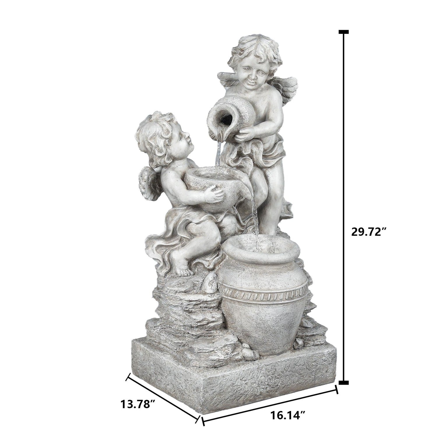 Luxen Home Resin Child Angels Outdoor Fountain with LED Light