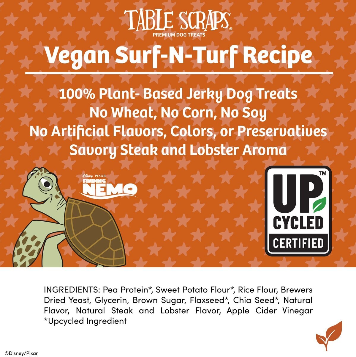 Disney Table Scraps Finding Nemo Vegan Surf-N-Turf Recipe Plant Based Jerky Dog Treats， 5-oz bag