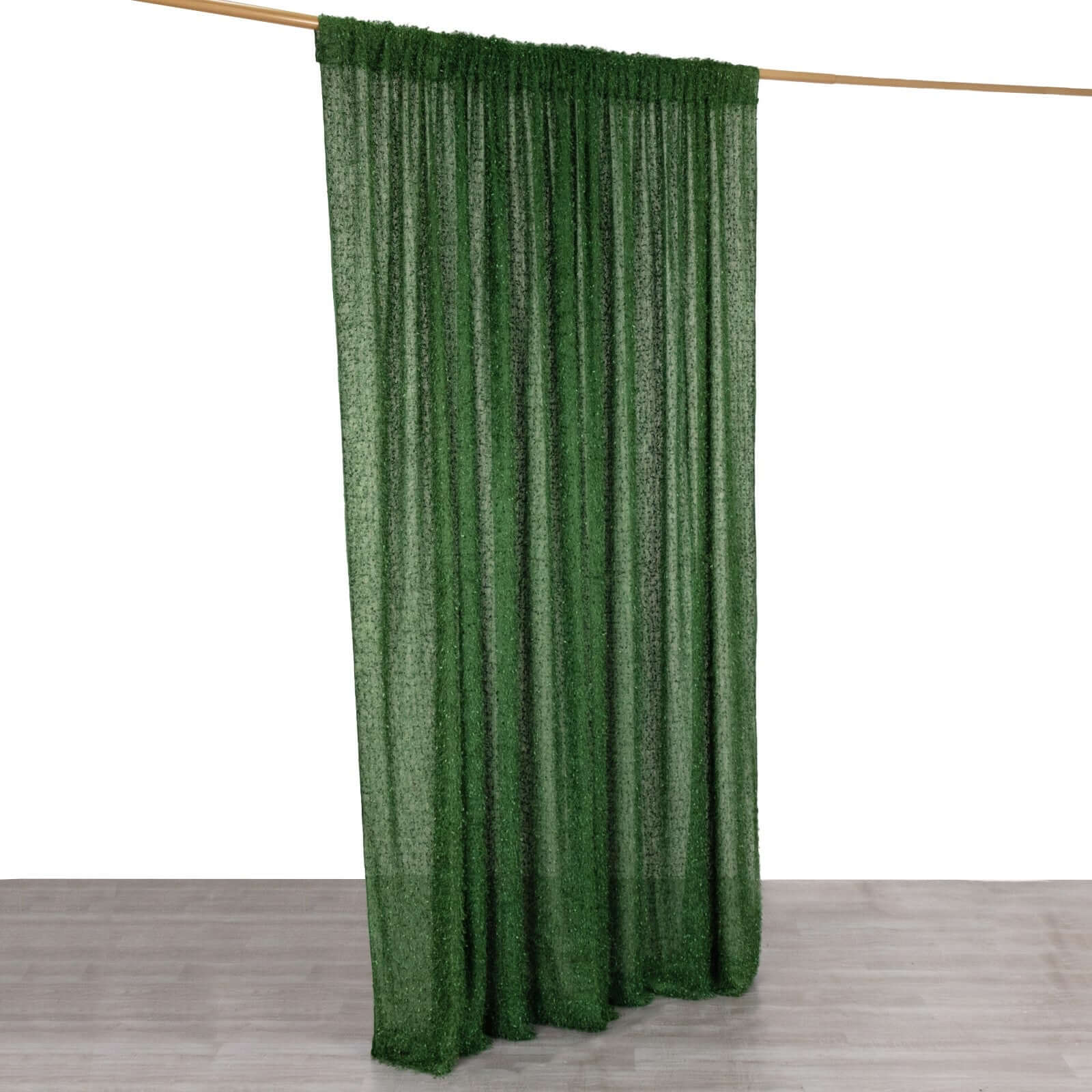 Green Fringe Shag Polyester Backdrop Drape Curtain, Minky Fabric Event Divider Panel - 8ftx8ft