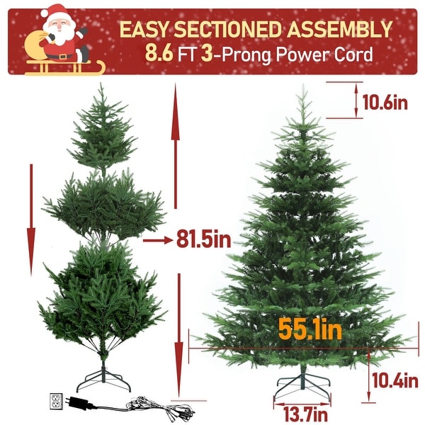 VEIKOUS 6FT Realistic Aspen Fir PreLit Artificial Green Christmas Tree with 350 LED Lights