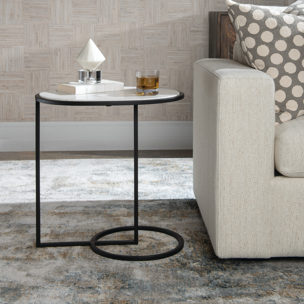 Uttermost Twofold White Marble Accent Table   Transitional   Side Tables And End Tables   by Uttermost  Houzz