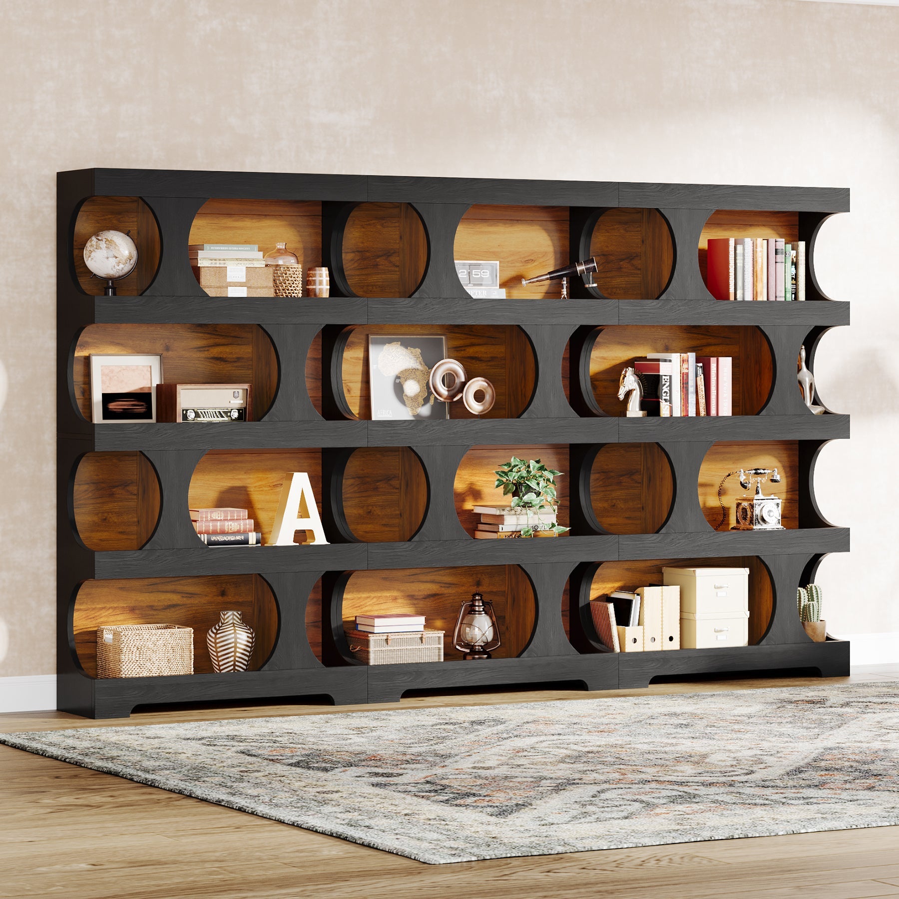 71 Bookshelf, 4-Tier S-Shaped Bookcase Freestanding Display Shelves