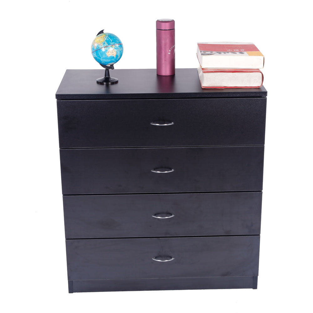 Dresser with 4 Drawers, Modern Chest of Drawers Black, Dresser Chest with Wide Storage Space, Functional Organizer for Bedroom, Living Room, Closet, Entryway, Hallway