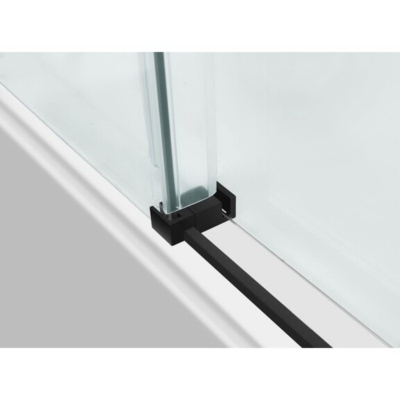 Frameless Black Glass Sliding Bathtub Door Adjusta...