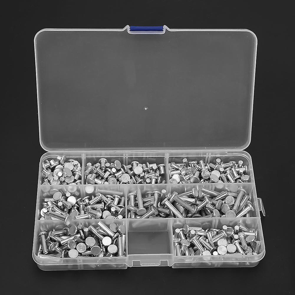 350pcs M4 Flat Head Solid Aluminum Rivets Assortment Kit Length 4/6/8/10/12/16/20mm