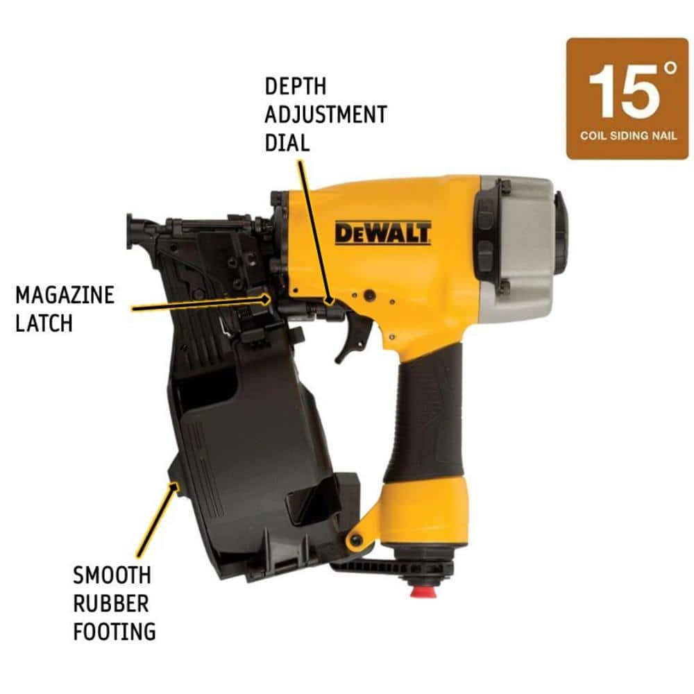 DEWALT Pneumatic 15-Degree Coil Siding Nailer DW66C-1