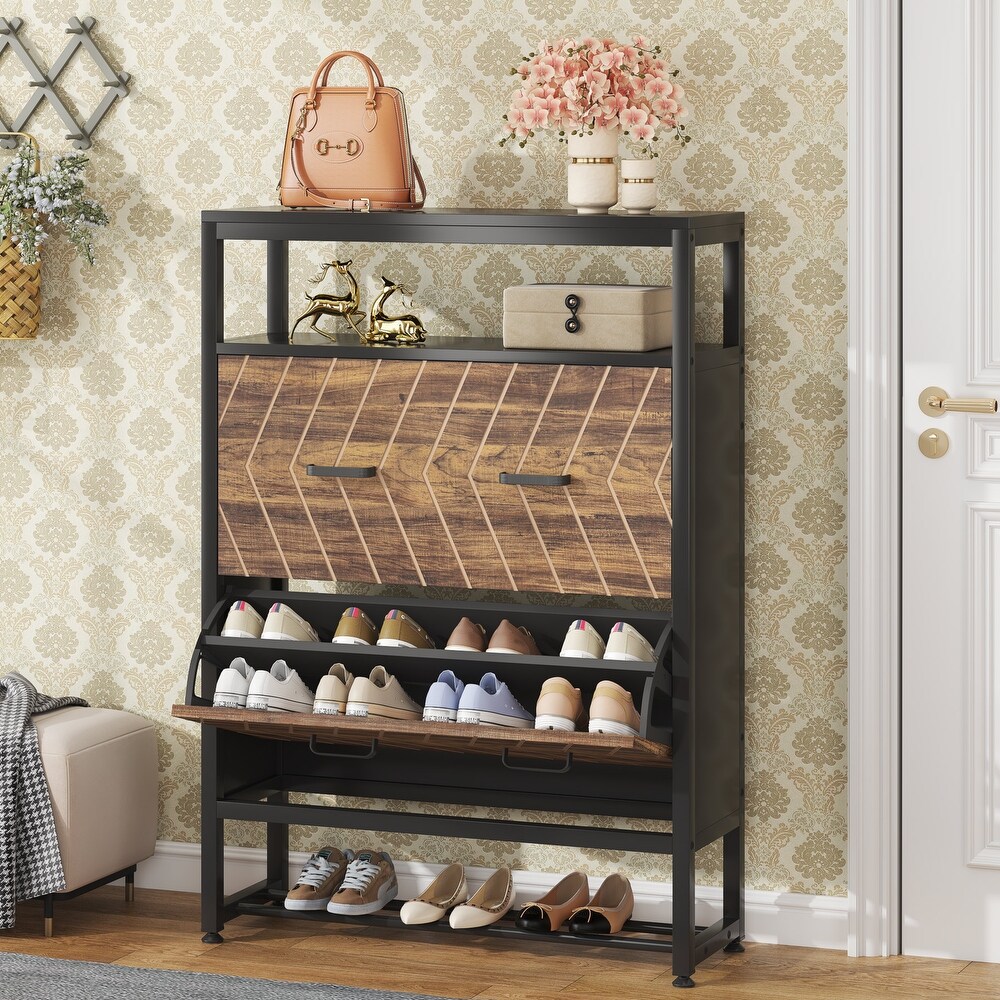 Flip Drawer Shoe Cabinet  Flip Down Shoe Storage Cabinet