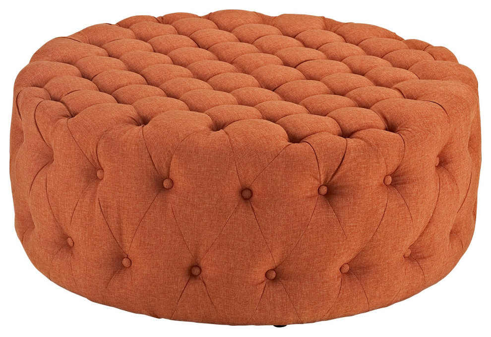 Mara Orange Upholstered Fabric Ottoman   Contemporary   Footstools And Ottomans   by V.S.D Furniture  Houzz