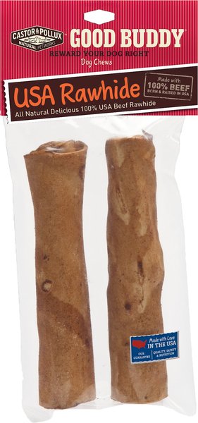 Castor and Pollux Good Buddy USA Rawhide Sticks Dog Treats， 7-in， 2 pack