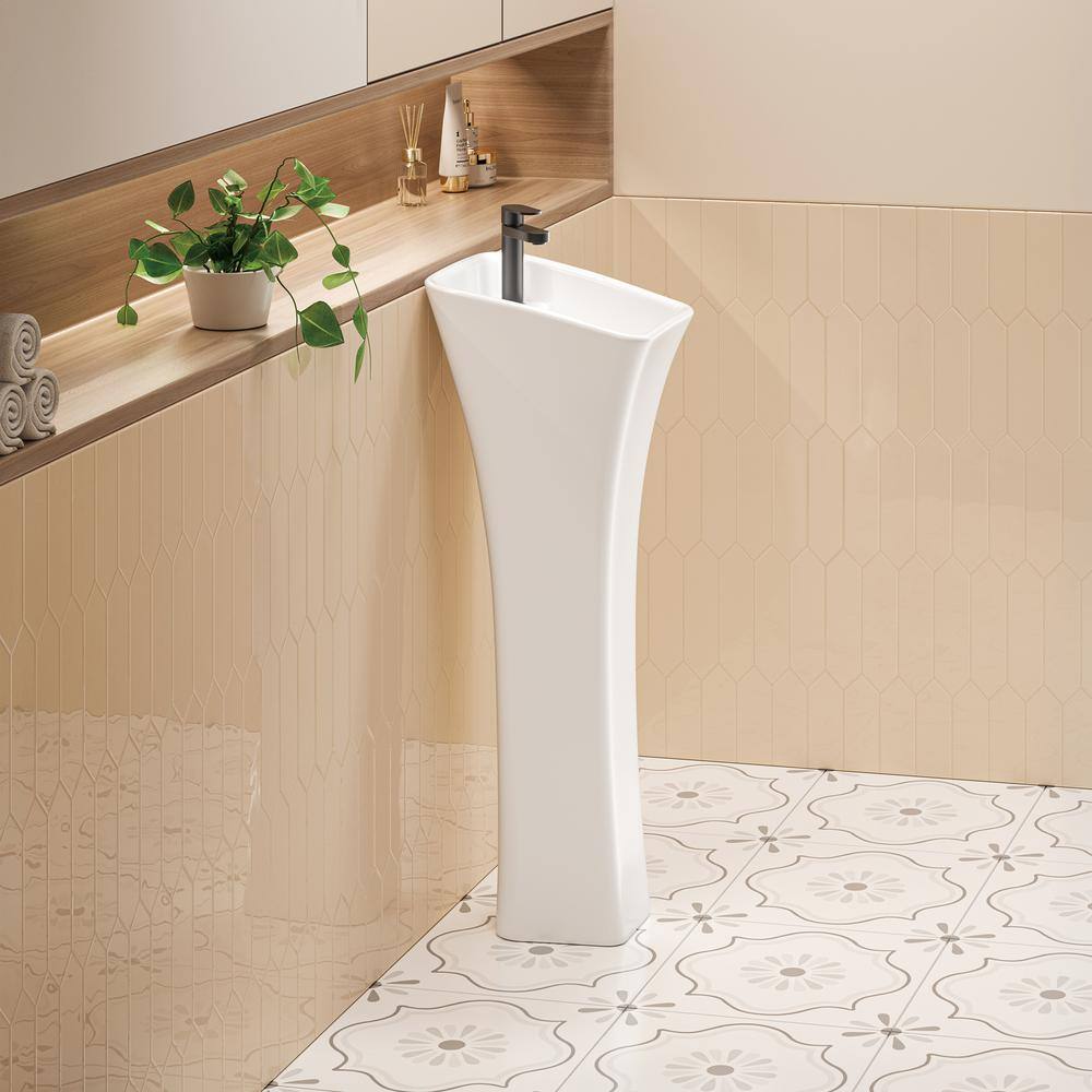 Eridanus Naples Vitreous China 34 in. Rectangular Pedestal Sink with Faucet Hole and Overflow in Crisp White ERI-PB-413