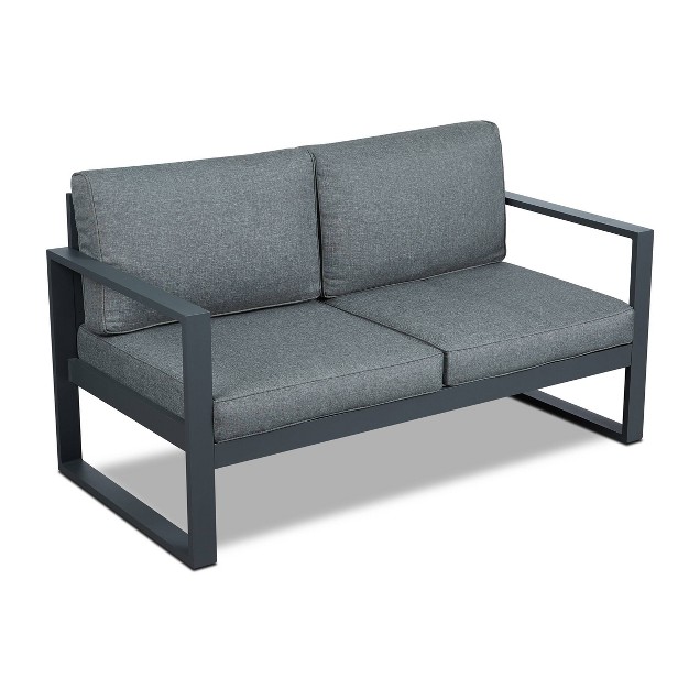 Baltic Patio Patio Loveseat Gray Real Flame