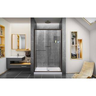 DreamLine Infinity-Z 44 to 48 in. x 72 in. H Semi-Frameless Sliding Shower Door in Oil Rubbed Bronze SHDR-0948720-06