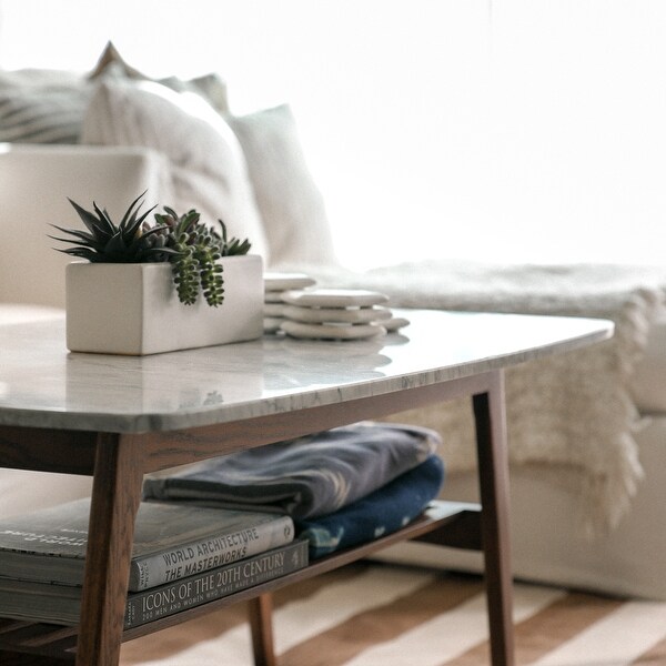 Beautiful Italian Carrara White Marble Coffee Table For A Modernized And Stylish Living Room