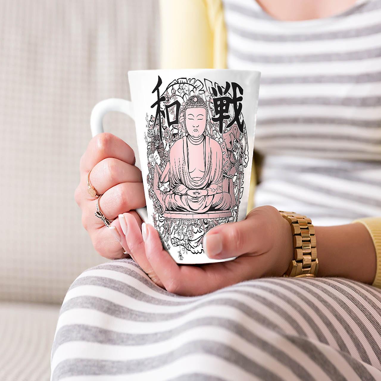 Buddha Meditation NEW White Tea Coffee Ceramic Latte Mug 17 oz | Wellcoda