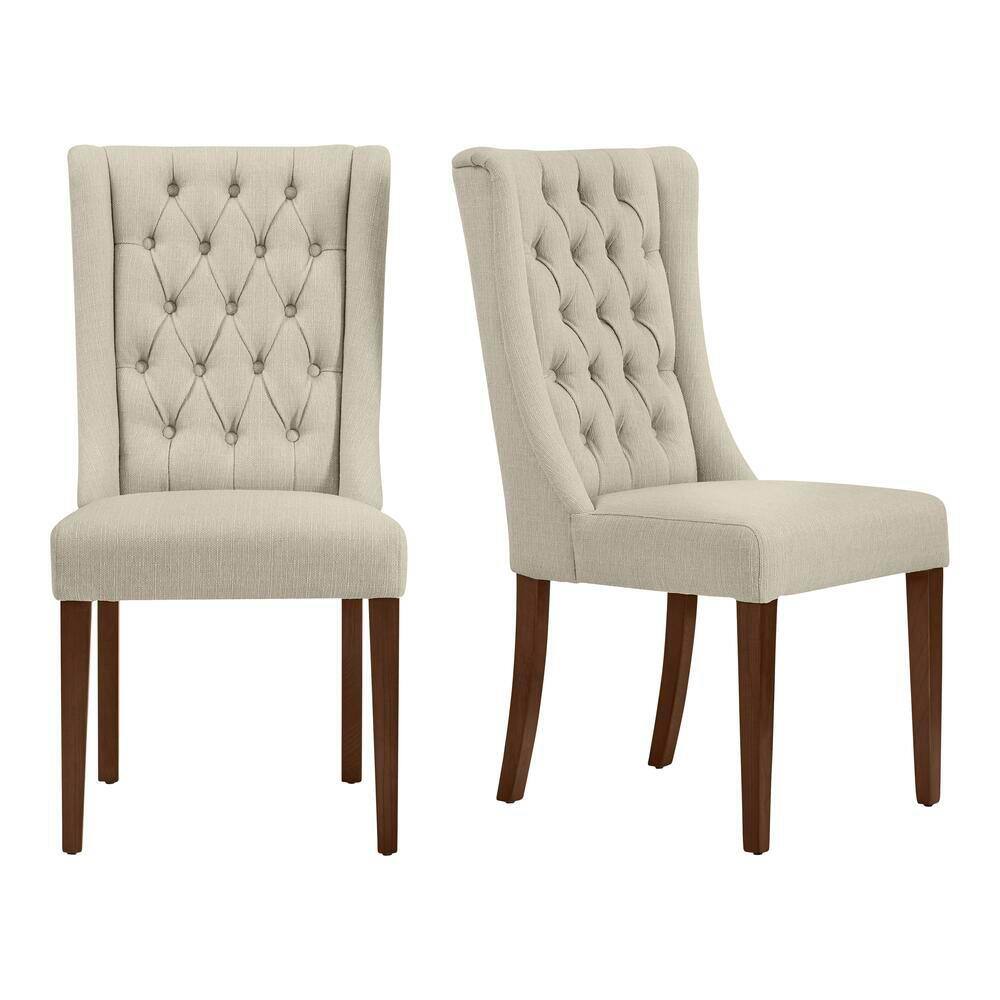 Home Decorators Collection Dorbrook Diamond-Tufted Upholstered Dining Chairs in Oatmeal Beige (Set of 2) PJC674-PJ223