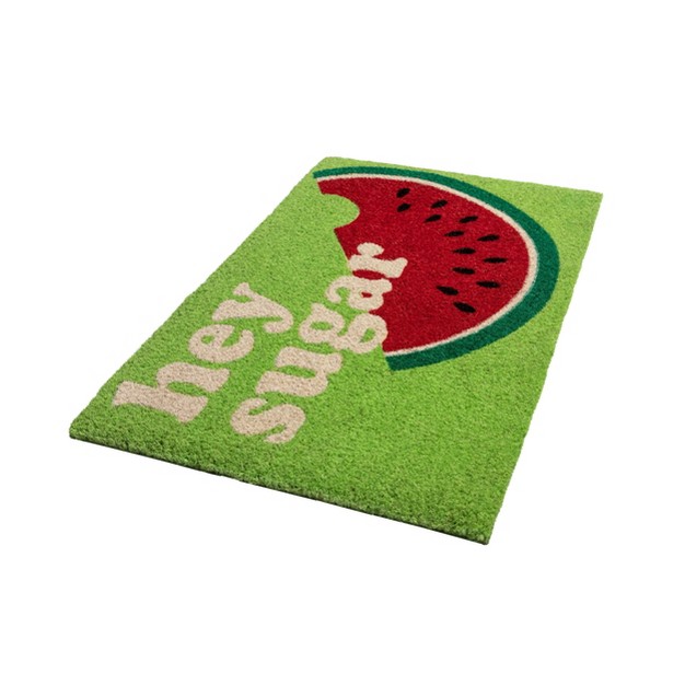 X 2 x27 4 quot Hey Sugar Indoor outdoor Coir Doormat Green white red Entryways