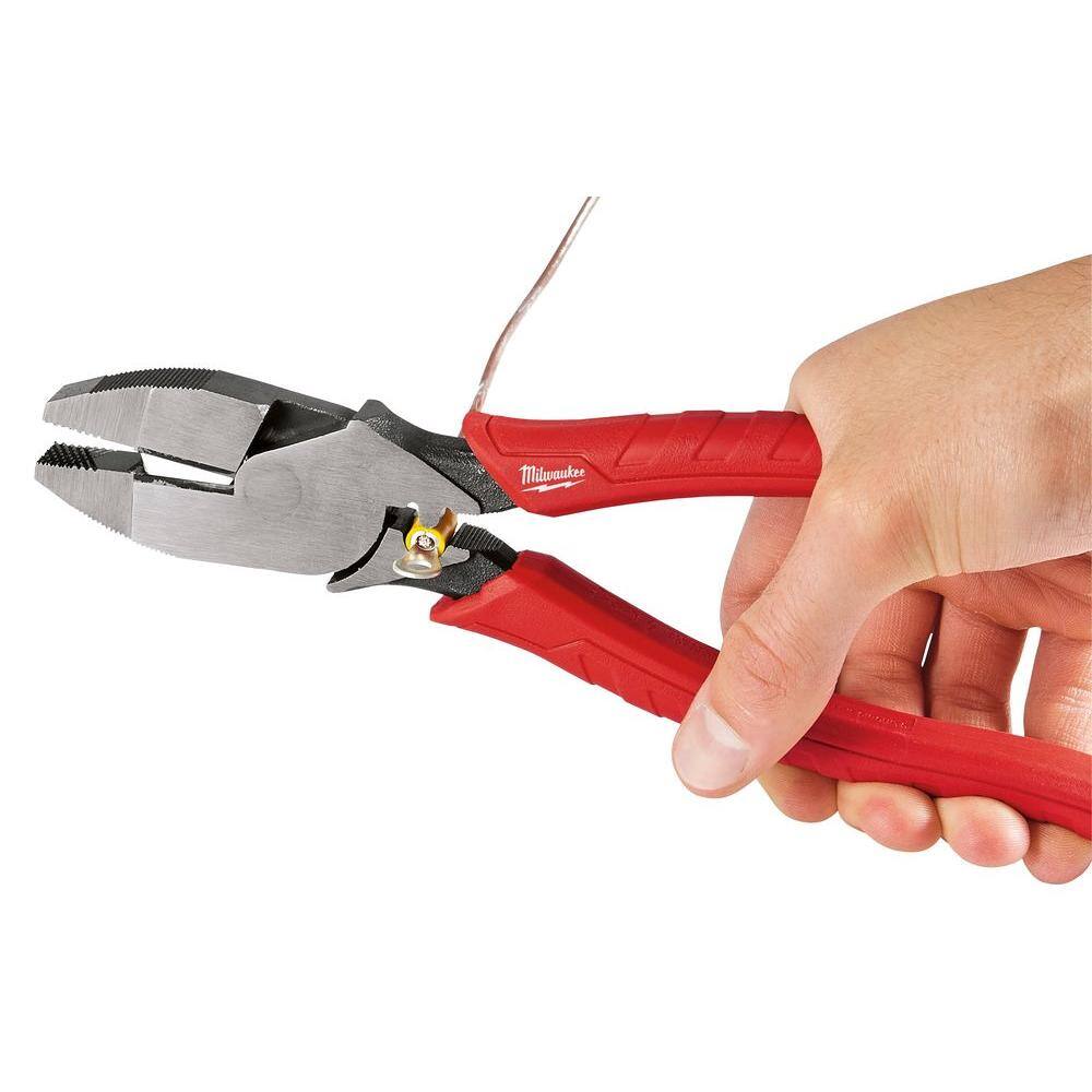 MW 2-Piece 9 in. High Leverage Lineman's Pliers with Crimper  Long Nose Pliers Set 48-22-6100-48-22-6101