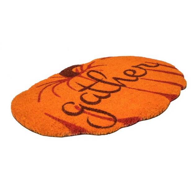 X 2 x27 3 quot Festive Gather Pumpkin Shaped Indoor outdoor Coir Doormat Orange brown Entryways