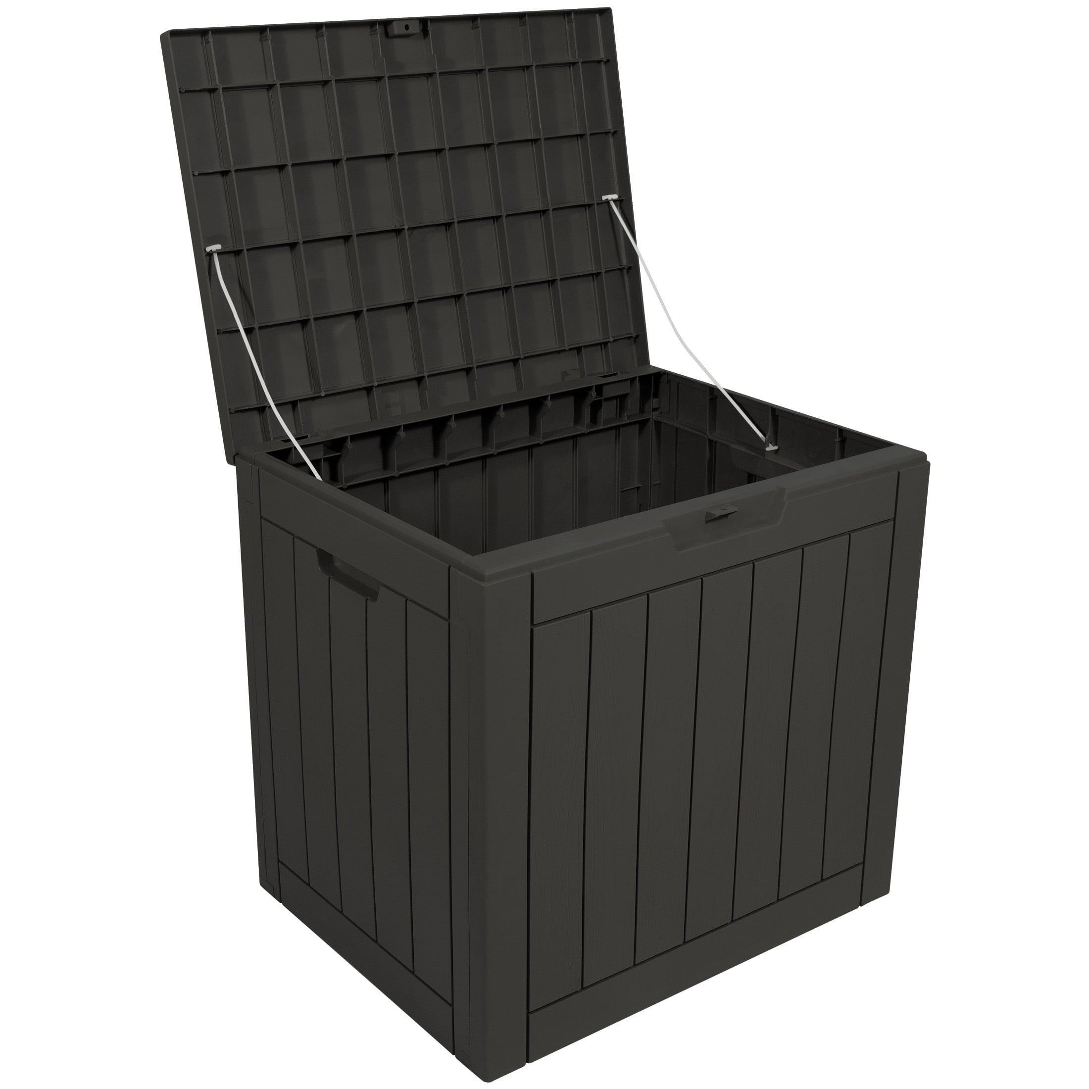 LJC 31 Gallons Square Plastic Deck Box, Dark Brown