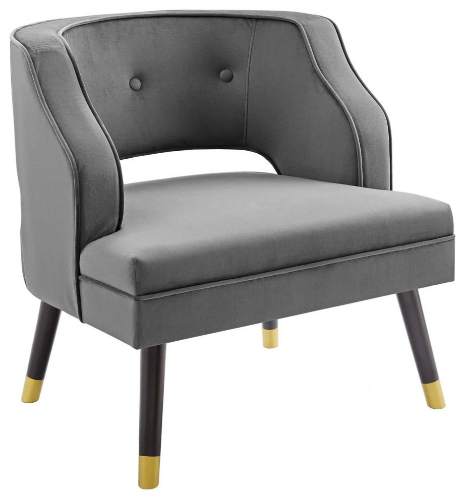 Finn Button Tufted Open Back Performance Velvet Armchair   Contemporary   Armchairs And Accent Chairs   by Rustic Home Furniture Deco  Houzz