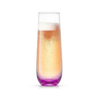 JoyJolt Hue 9.4 oz. Ombre Multi-Color Stemless Champagne Flute Glass Set (Set of 6) JG10271