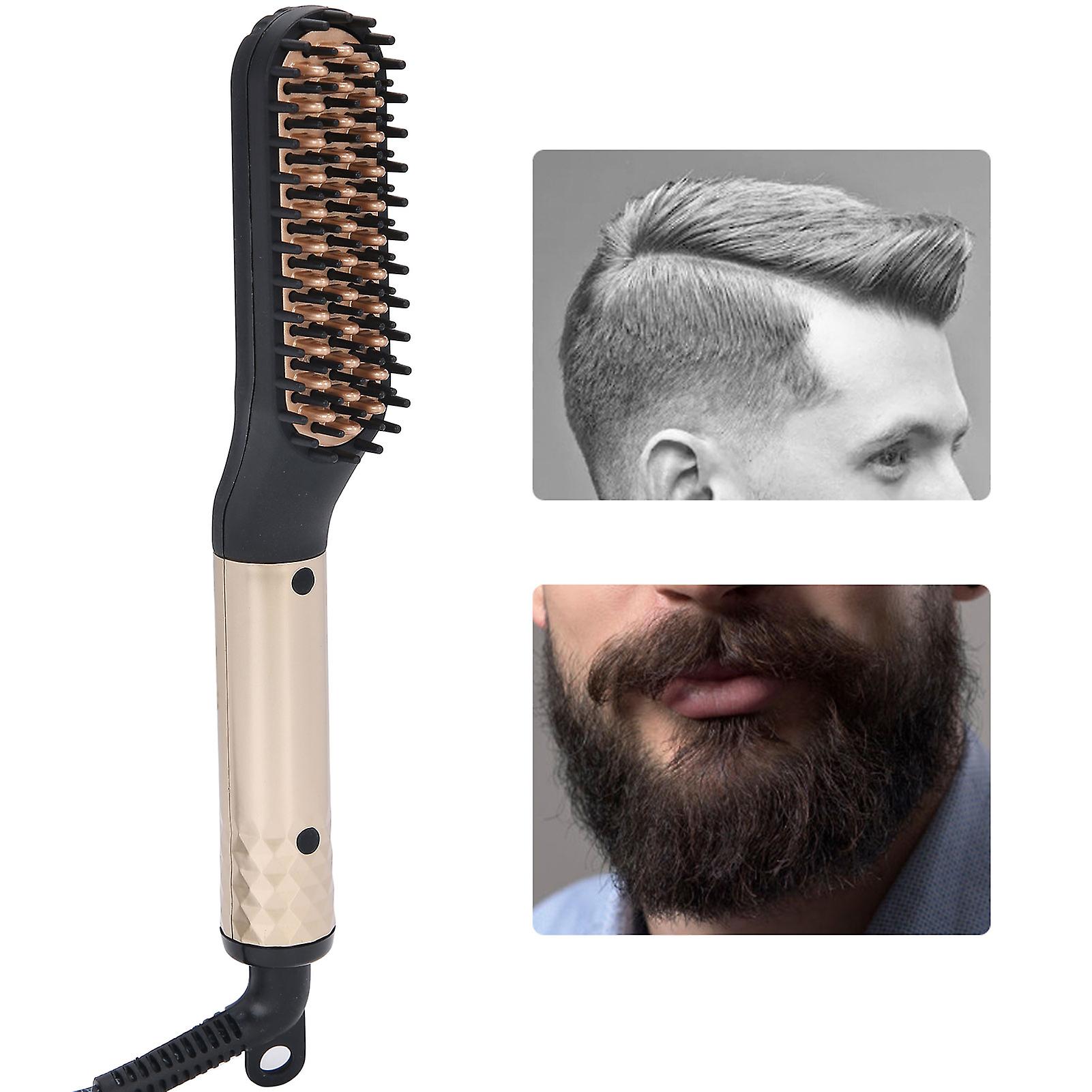 Beard Straightener Electric Heated Hair Straightening Comb Portable Men Beard Brush 110240vus Plug