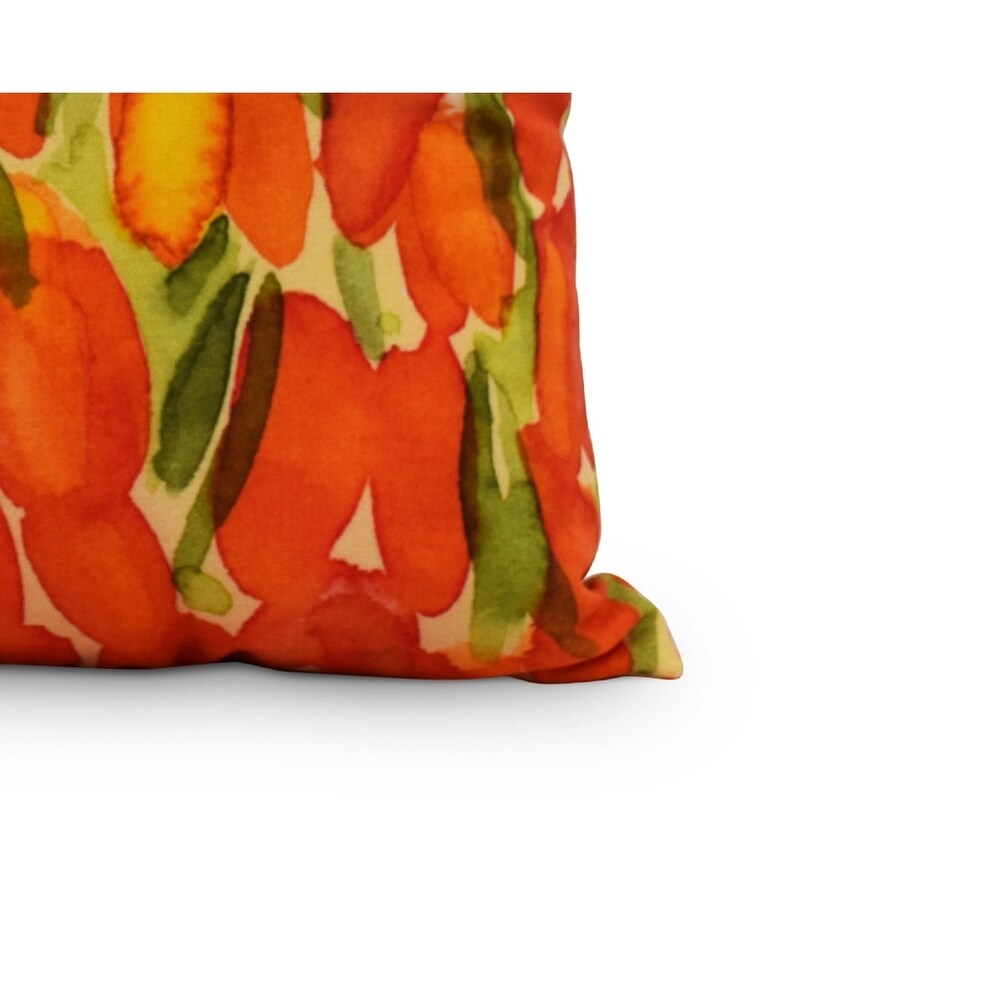 Sunset Tulip Garden 20 inch Floral Decorative Outdoor Pillow