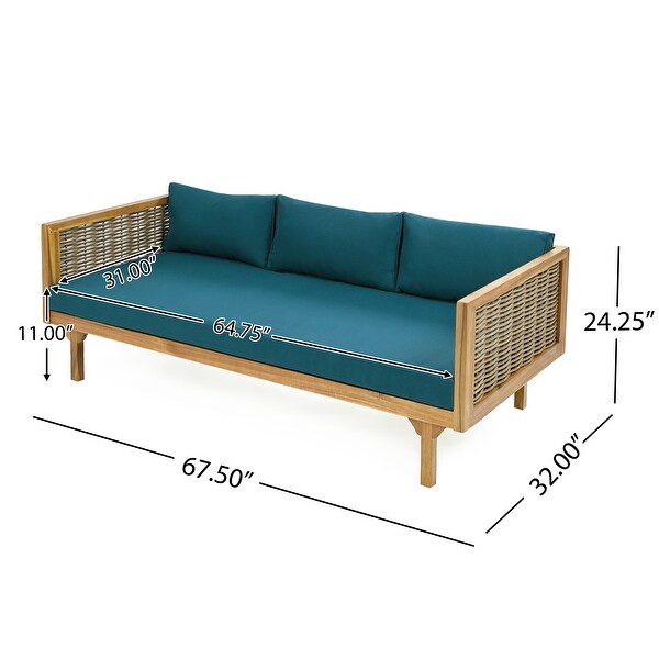 Aidan Farmhouse Outdoor 3 Seater Daybed with Fabiric Cushion by Christopher Knight Home