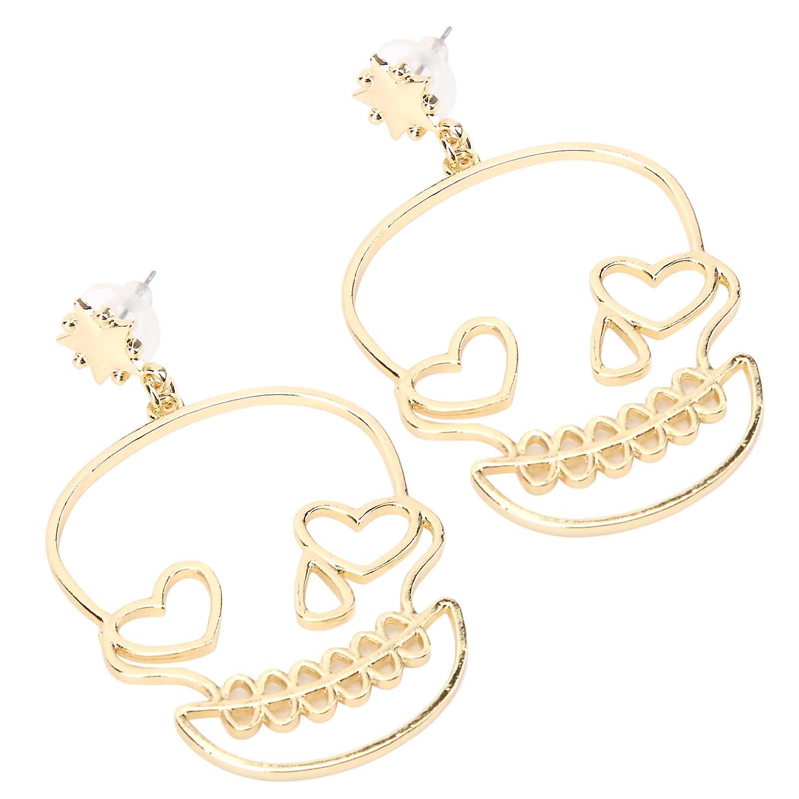 1 Pair Earrings Skull Shape Pendant Alloy Material Decorative Ear Studs Diy Party Suppliesgold